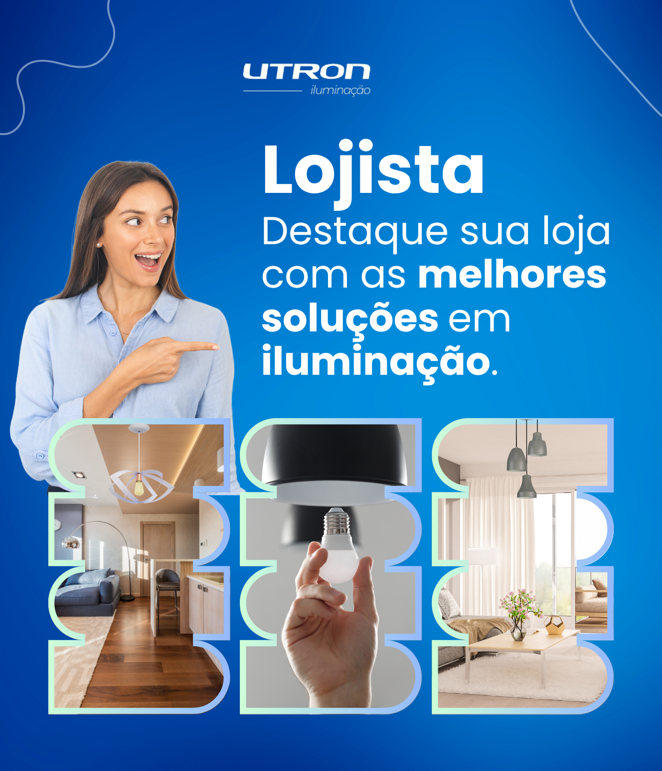 Banner com uma mulher sorrindo